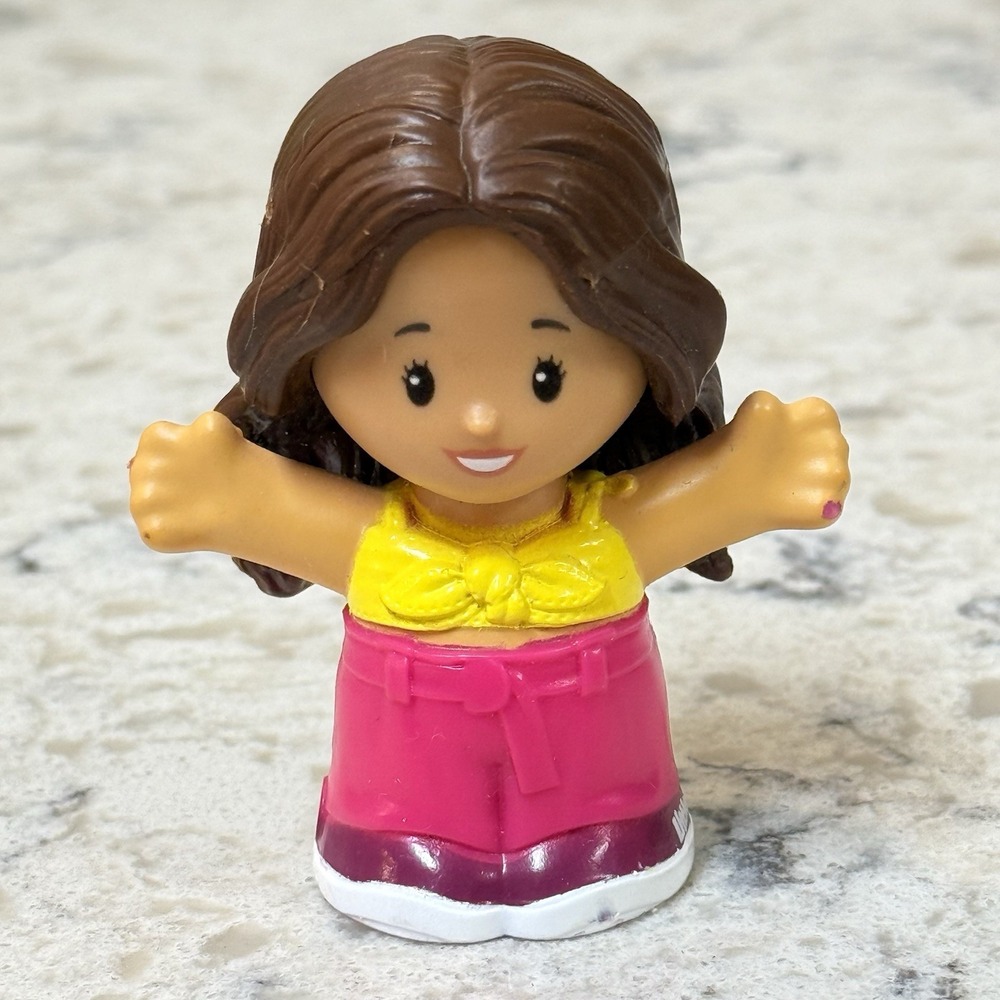 Fisher Price Little People Barbie Brown Hair Girl Summer Yellow Pink 2022